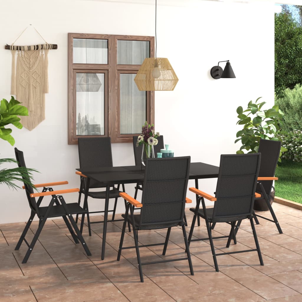 Berkfield 7 Piece Garden Dining Set Black and Brown