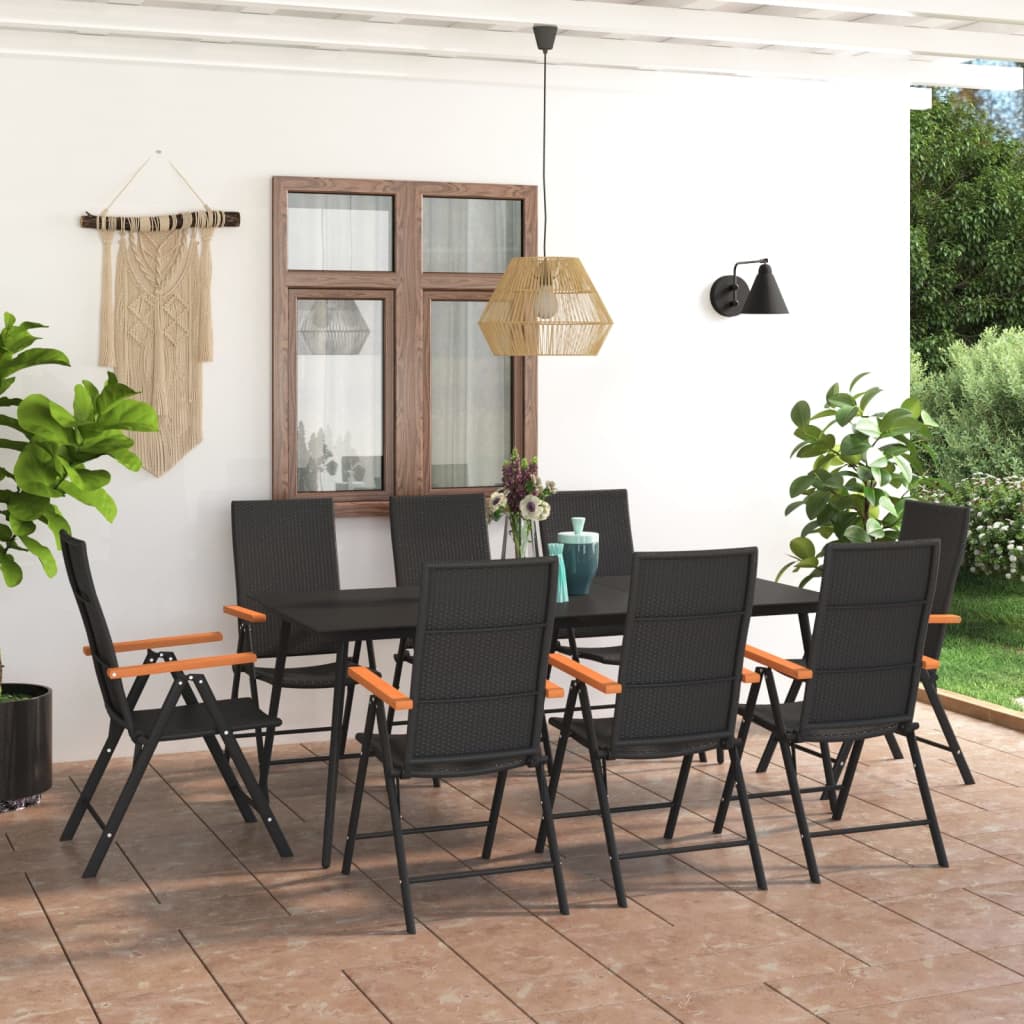 Berkfield 9 Piece Garden Dining Set Black and Brown