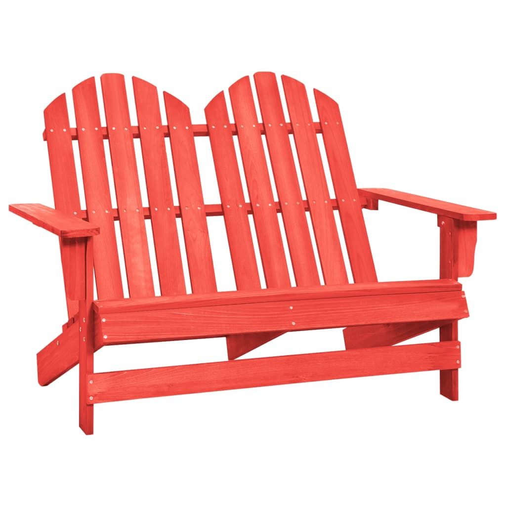 Berkfield 2-Seater Garden Adirondack Chair Solid Fir Wood Red