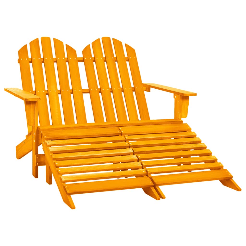 Berkfield 2-Seater Garden Adirondack Chair&Ottoman Fir Wood Orange