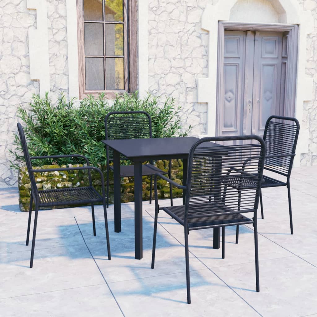 Berkfield 5 Piece Garden Dining Set Black Glass and Steel