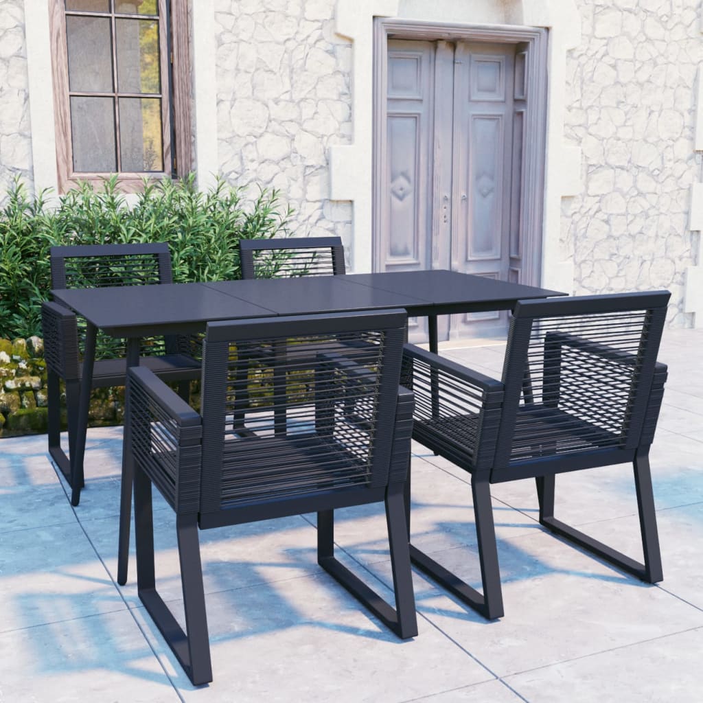 Berkfield 5 Piece Outdoor Dining Set PVC Rattan Black