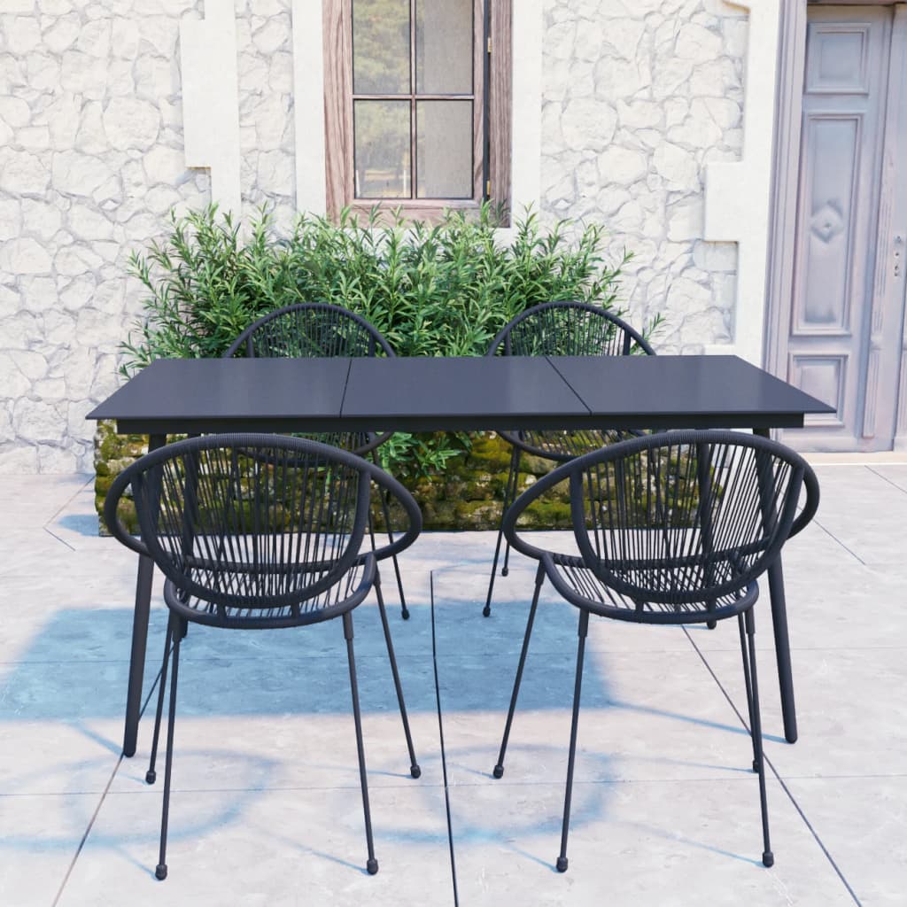 Berkfield 5 Piece Outdoor Dining Set PVC Rattan Black