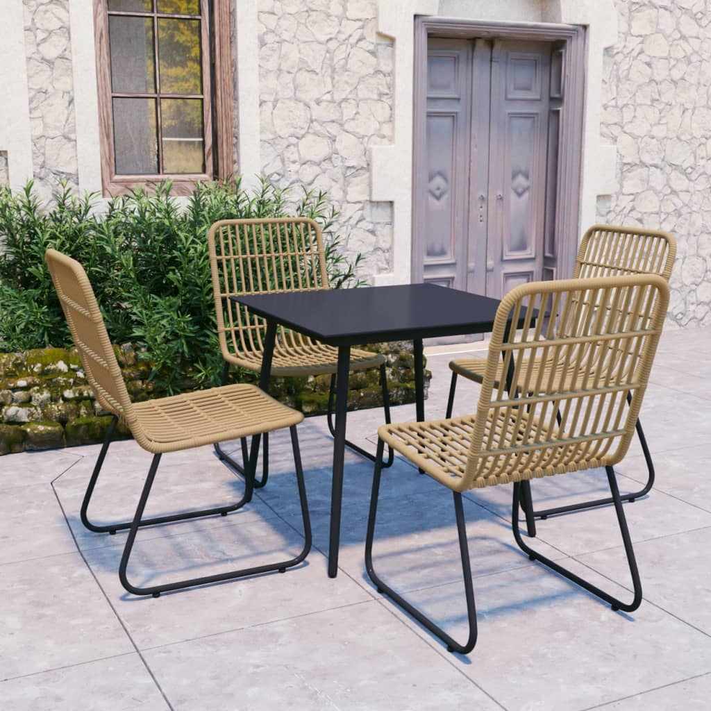 Berkfield 5 Piece Outdoor Dining Set Poly Rattan and Glass