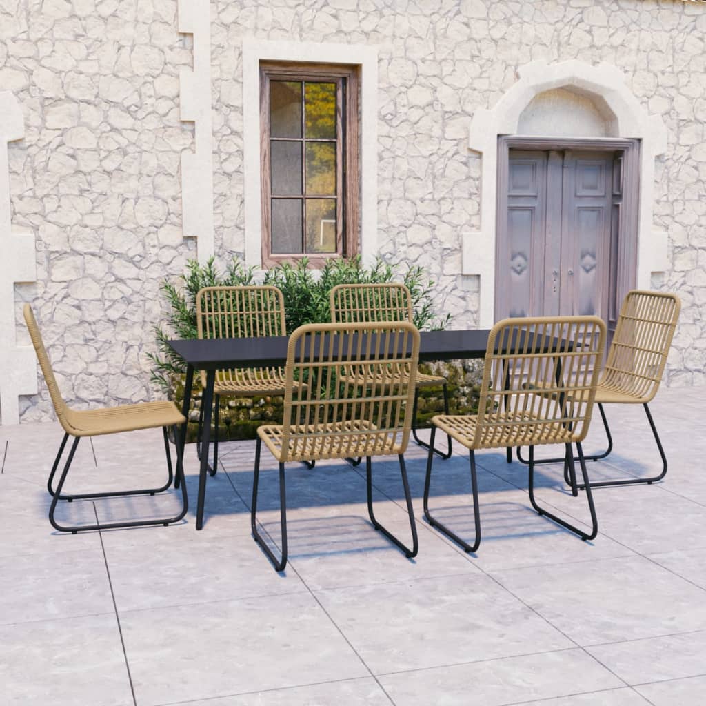 Berkfield 7 Piece Outdoor Dining Set Poly Rattan and Glass