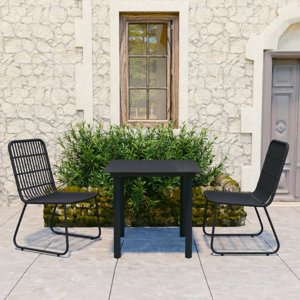 Berkfield 3 Piece Outdoor Dining Set Poly Rattan and Glass