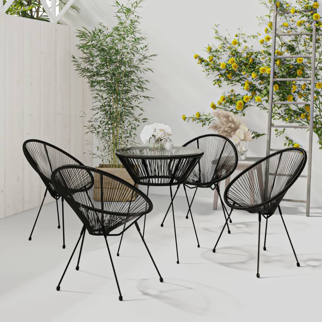 Berkfield 5 Piece Outdoor Dining Set PVC Rattan Black