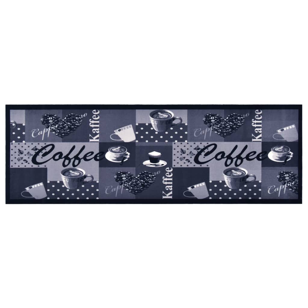 Berkfield Kitchen Carpet Washable Coffee Blue 60x300 cm