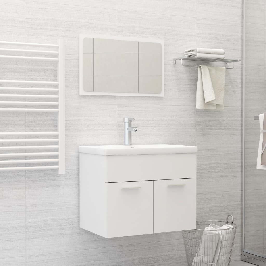 Berkfield 2 Piece Bathroom Furniture Set White Engineered Wood