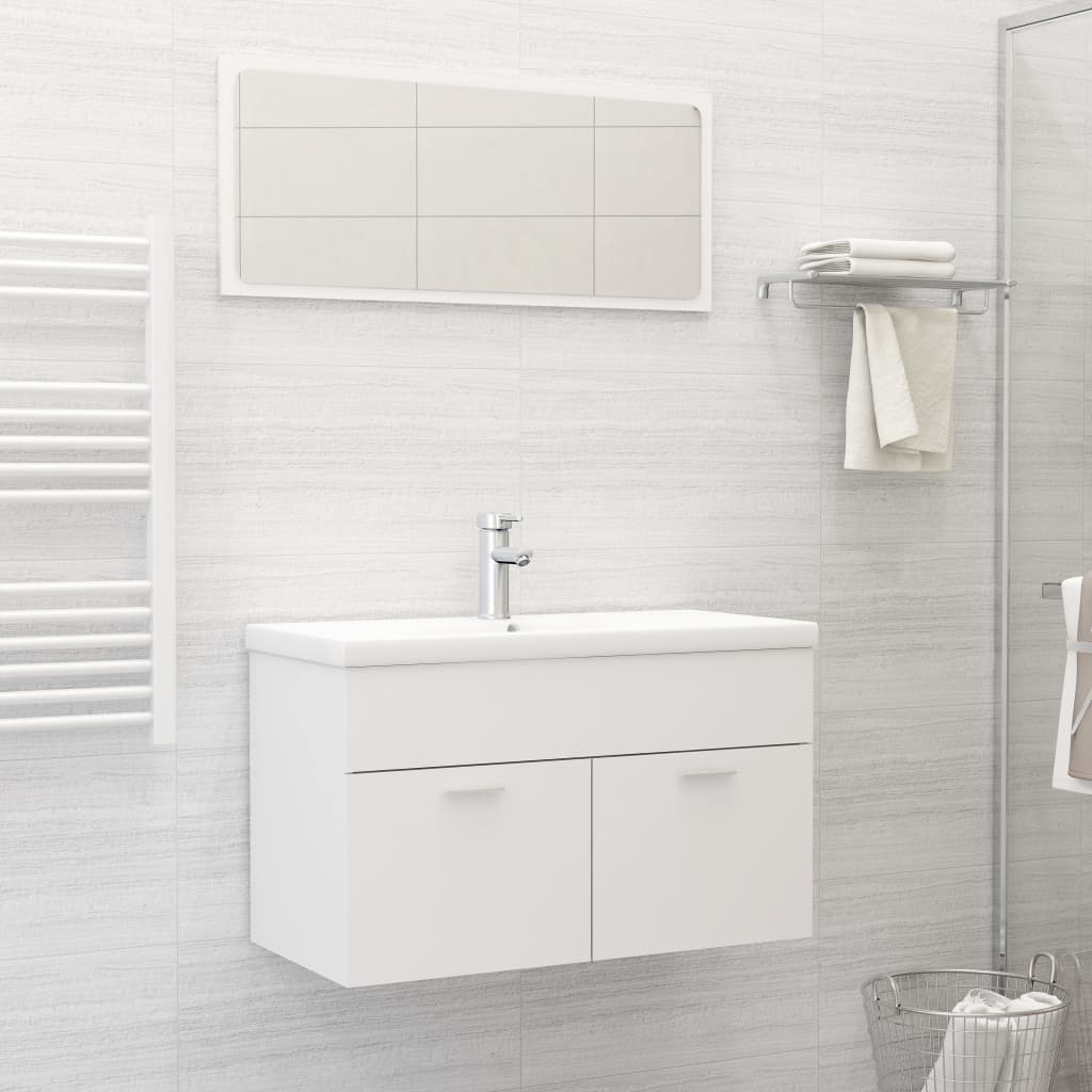 Berkfield 2 Piece Bathroom Furniture Set White Engineered Wood
