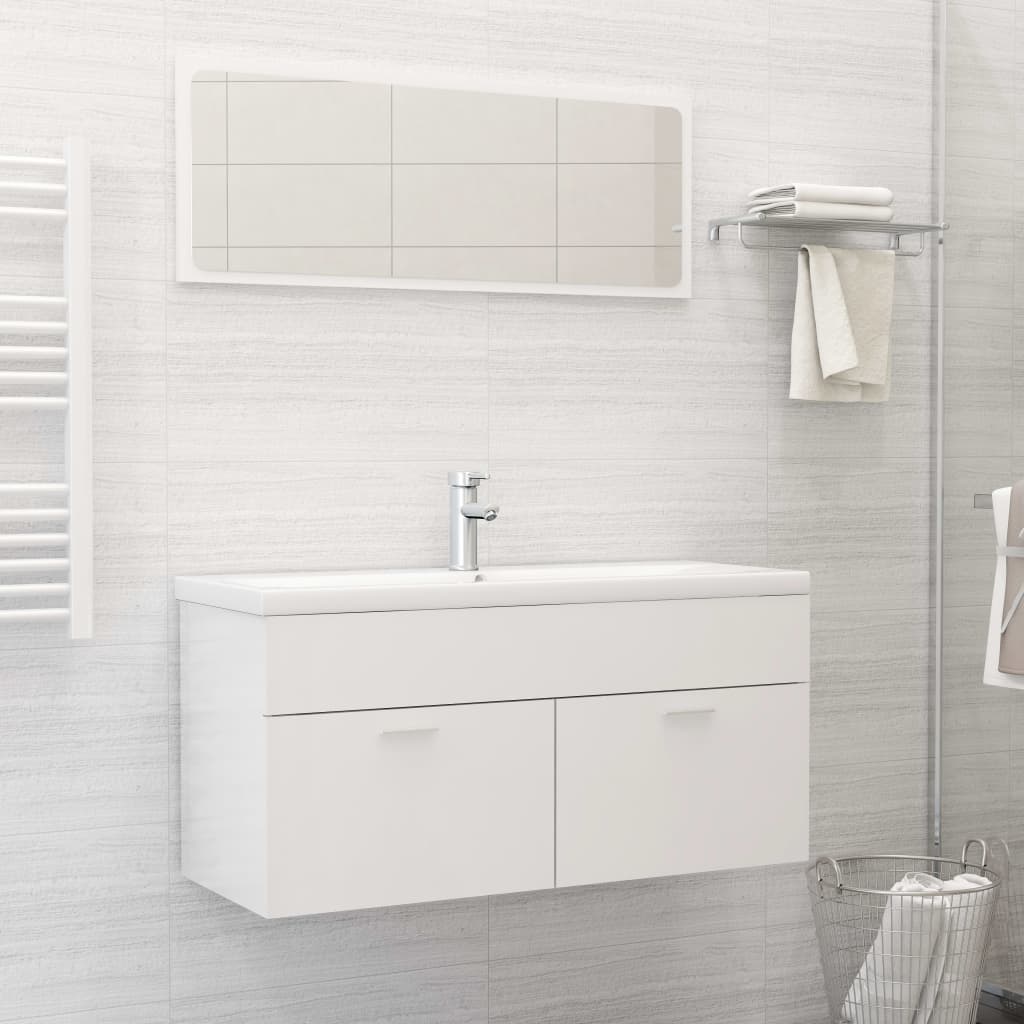 Berkfield 2 Piece Bathroom Furniture Set High Gloss White Engineered Wood