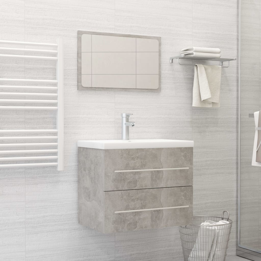 Berkfield 2 Piece Bathroom Furniture Set Concrete Grey Engineered Wood