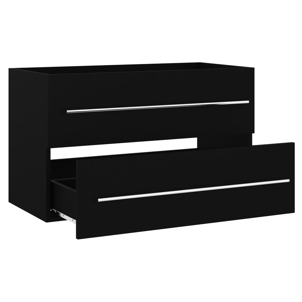 Berkfield 2 Piece Bathroom Furniture Set Black Engineered Wood