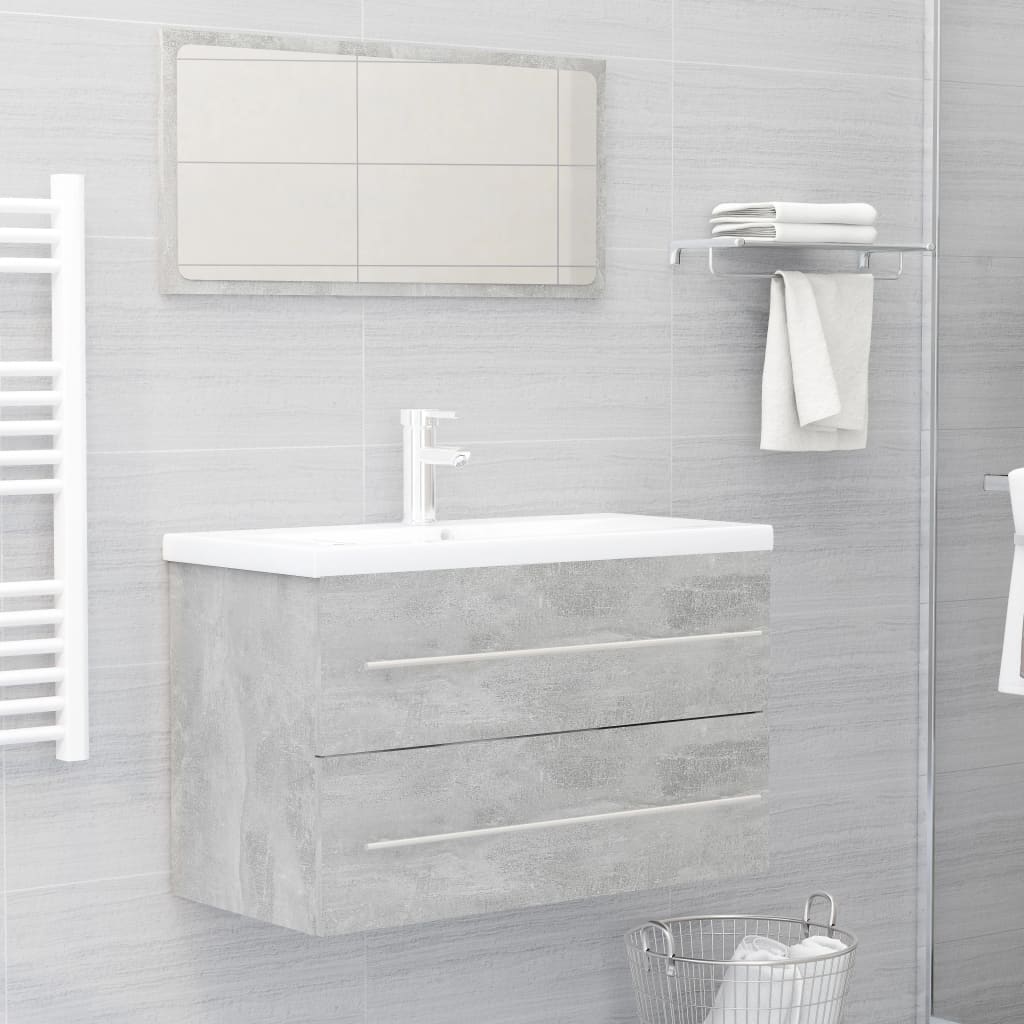 Berkfield 2 Piece Bathroom Furniture Set Concrete Grey Engineered Wood