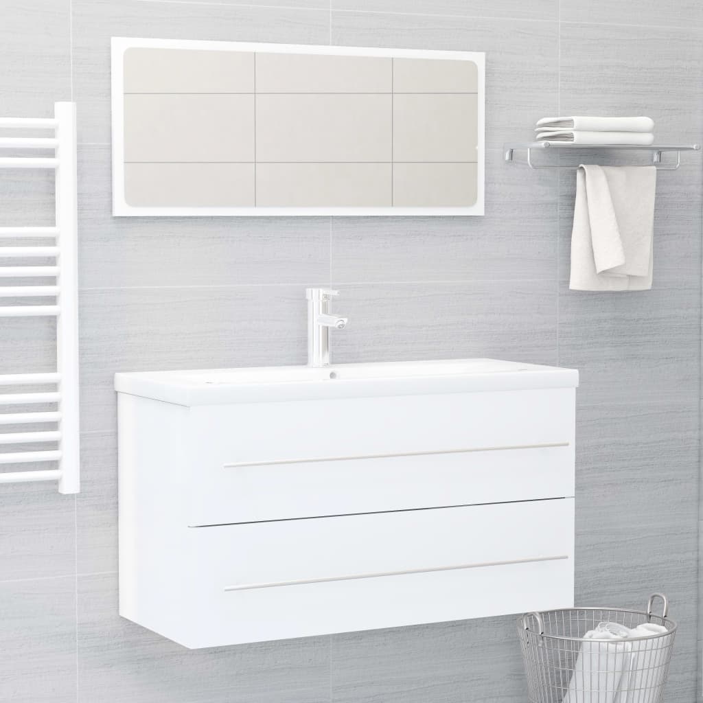 Berkfield 2 Piece Bathroom Furniture Set High Gloss White Engineered Wood