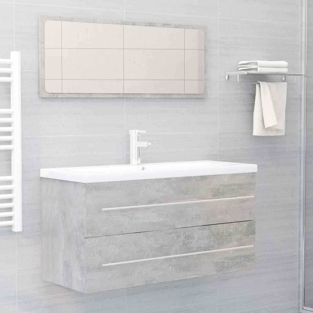 Berkfield 2 Piece Bathroom Furniture Set Concrete Grey Engineered Wood
