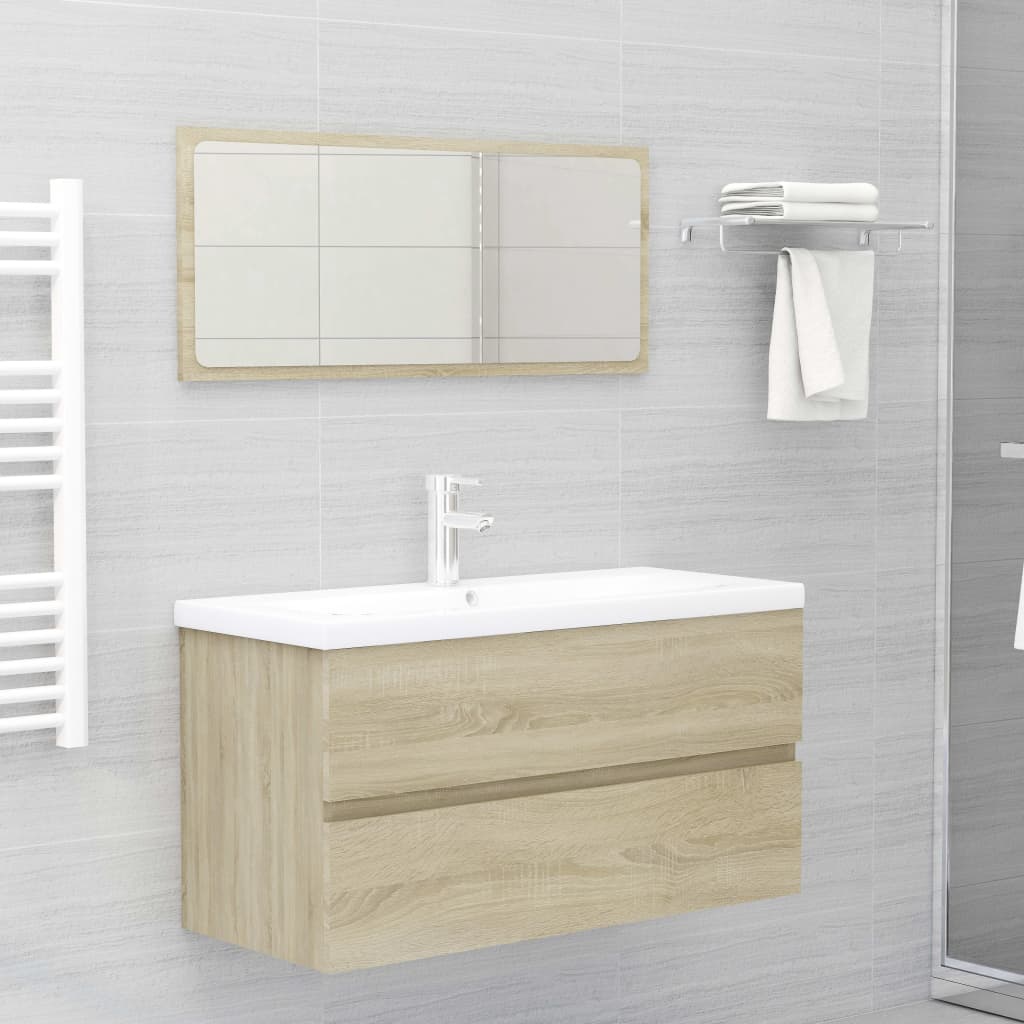 Berkfield 2 Piece Bathroom Furniture Set Sonoma Oak Engineered Wood
