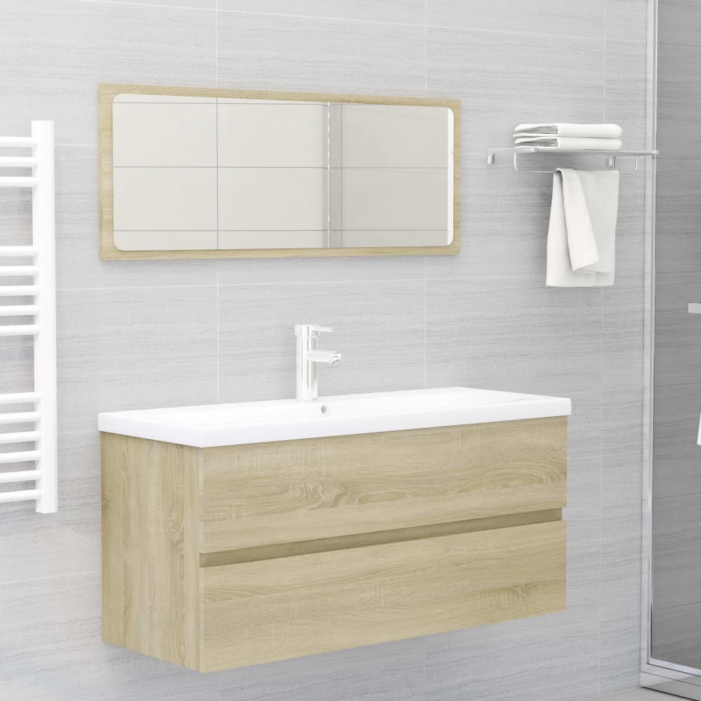 Berkfield 2 Piece Bathroom Furniture Set Sonoma Oak Engineered Wood