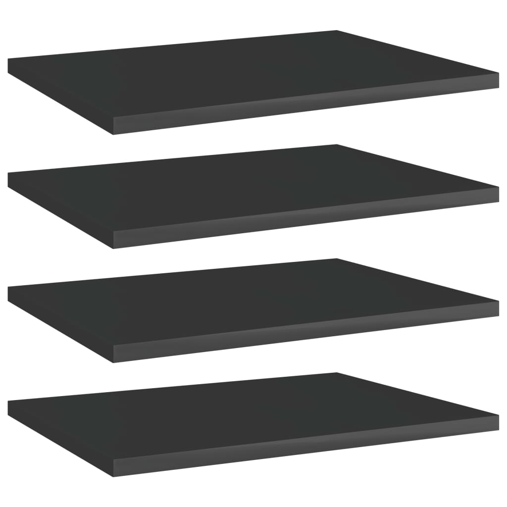 Berkfield Bookshelf Boards 4 pcs High Gloss Black 40x30x1.5 cm Engineered Wood