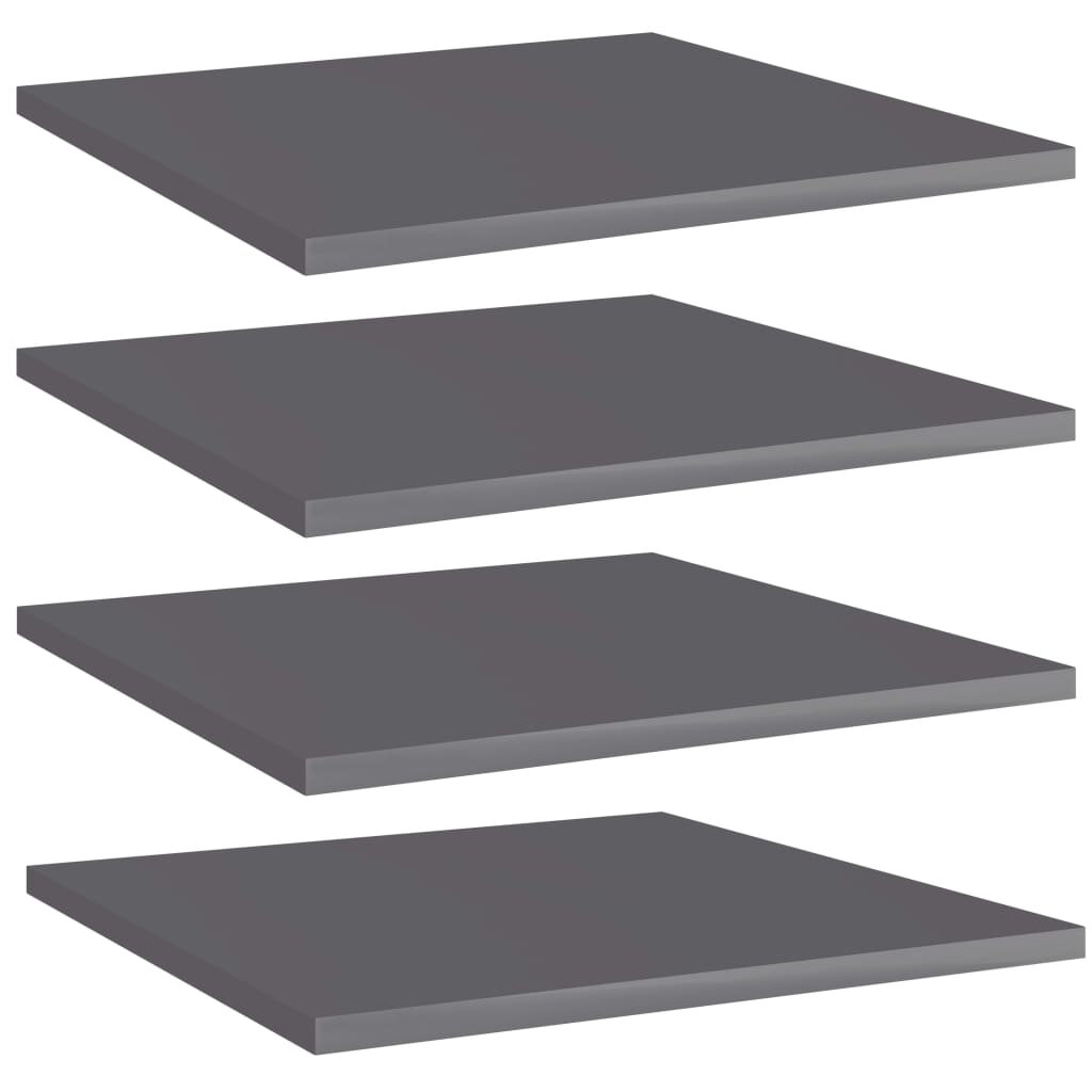Berkfield Bookshelf Boards 4 pcs High Gloss Grey 40x40x1.5 cm Engineered Wood