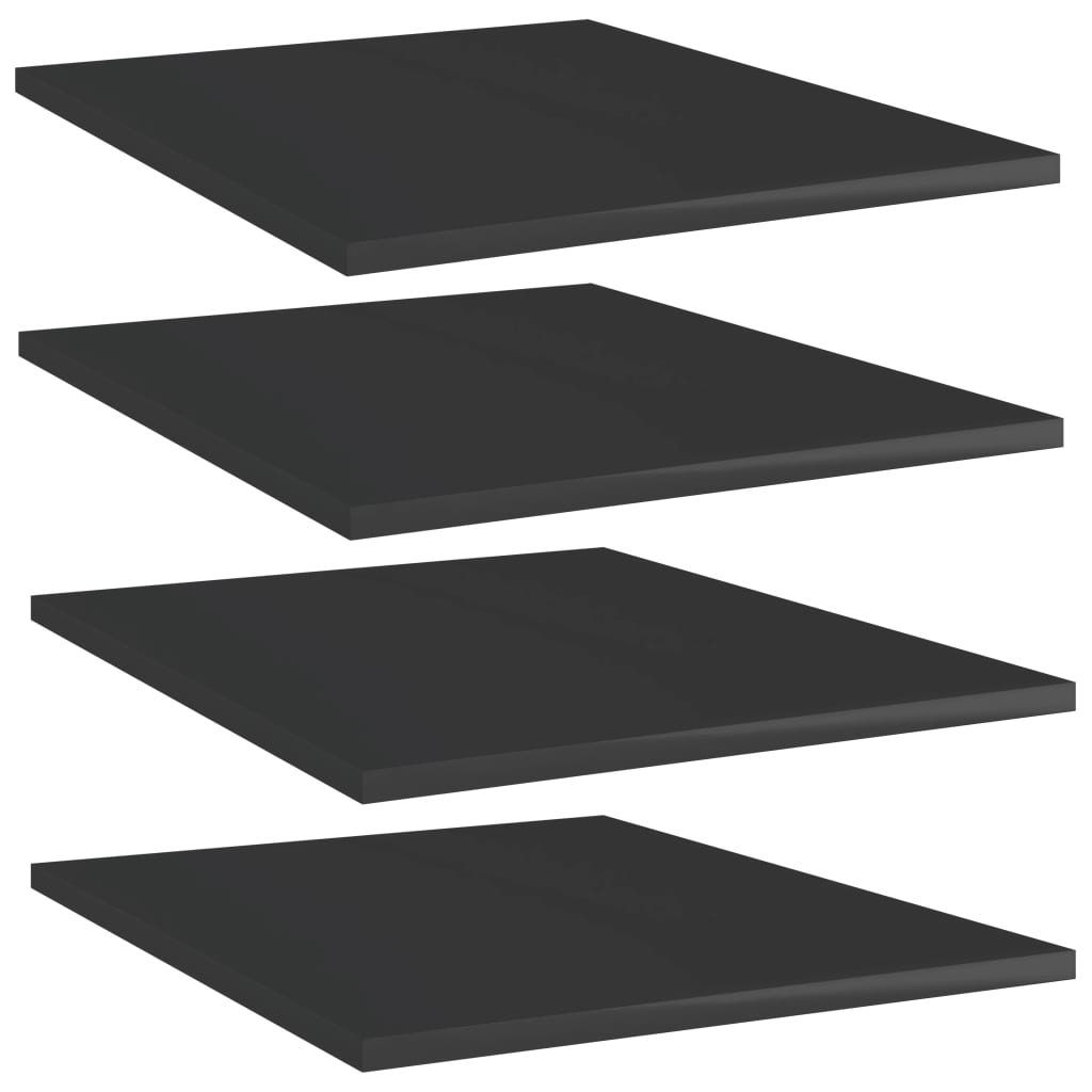 Berkfield Bookshelf Boards 4 pcs High Gloss Black 40x50x1.5 cm Engineered Wood