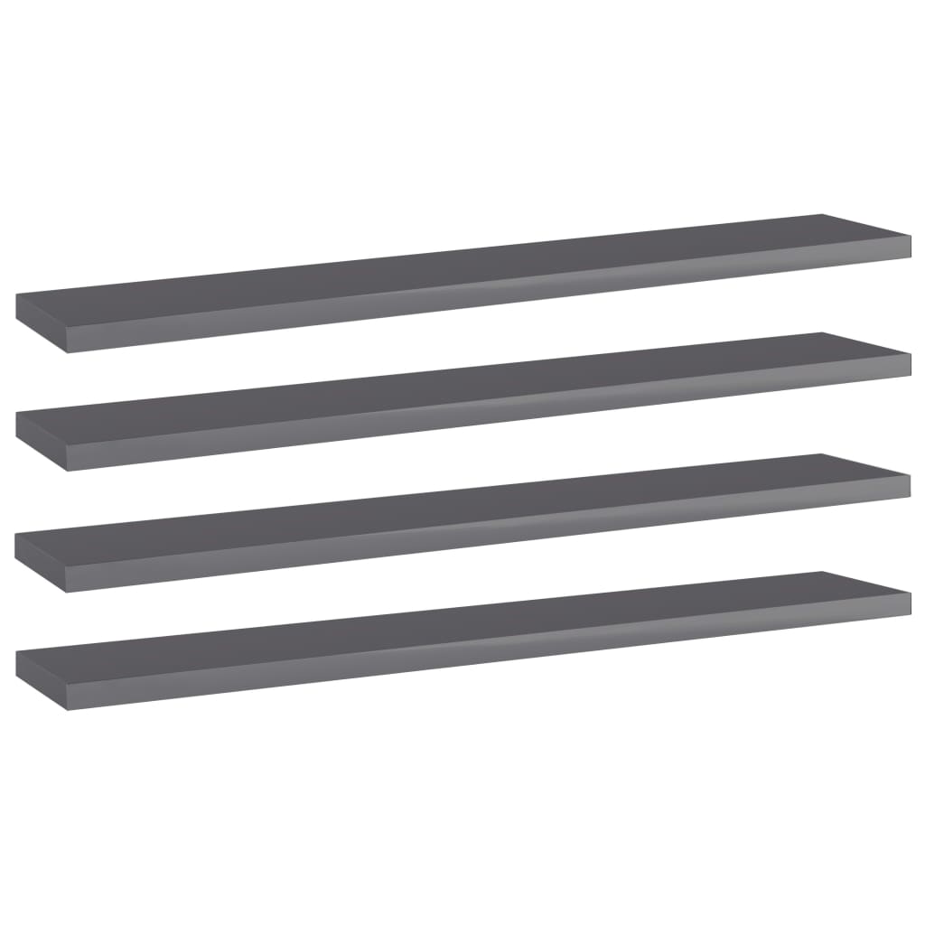 Berkfield Bookshelf Boards 4 pcs High Gloss Grey 60x10x1.5 cm Engineered Wood