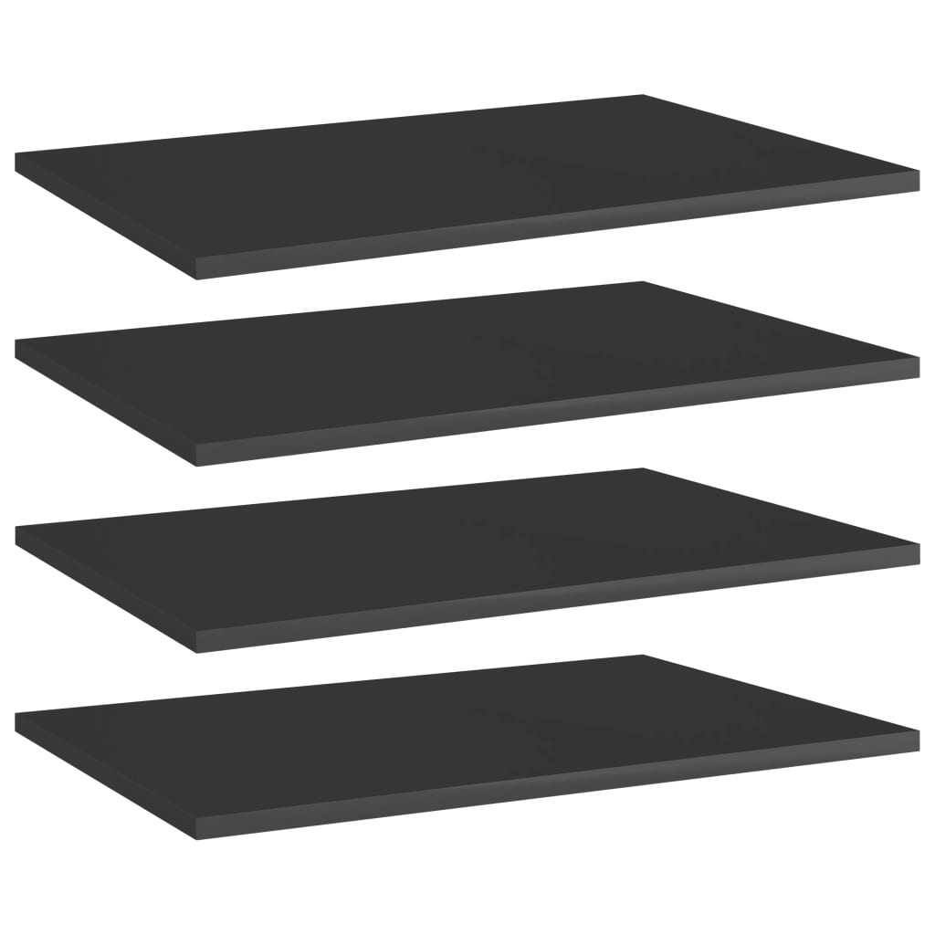 Berkfield Bookshelf Boards 4 pcs High Gloss Black 60x40x1.5 cm Engineered Wood