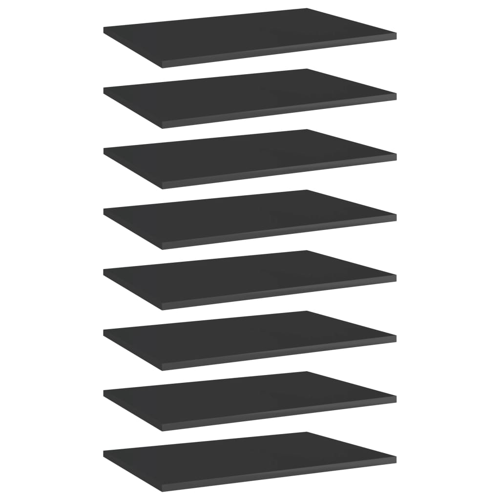 Berkfield Bookshelf Boards 8 pcs High Gloss Black 60x40x1.5 cm Engineered Wood