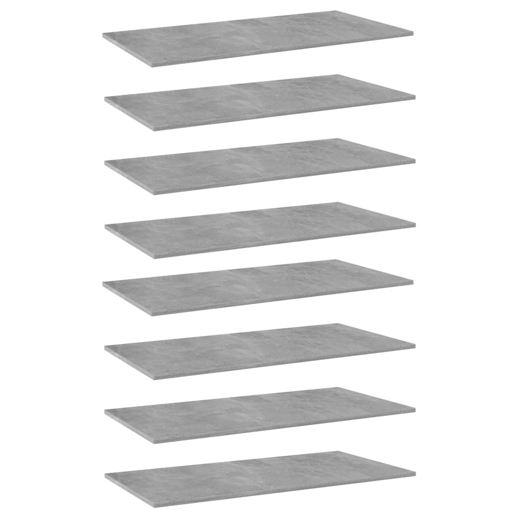 Berkfield Bookshelf Boards 8 pcs Concrete Grey 80x20x1.5 cm Engineered Wood