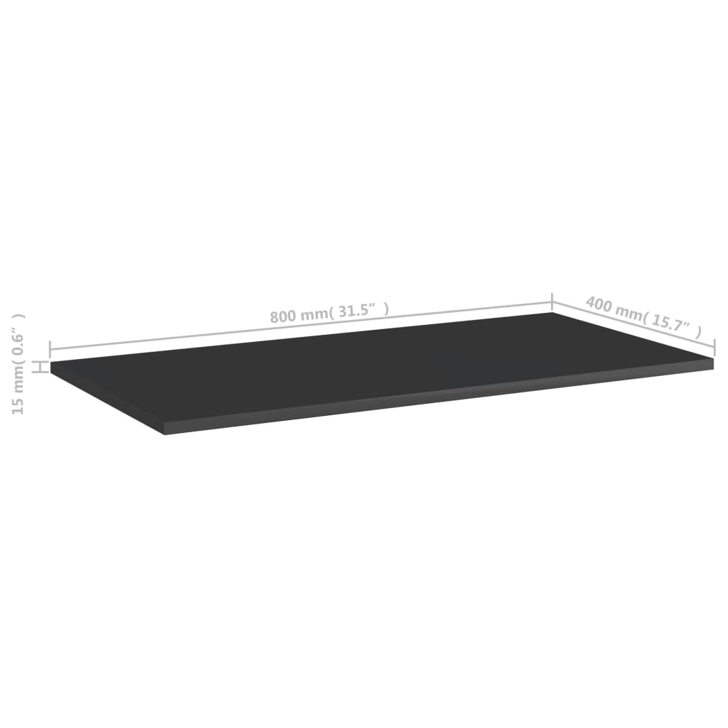Berkfield Bookshelf Boards 4 pcs High Gloss Black 80x40x1.5 cm Engineered Wood
