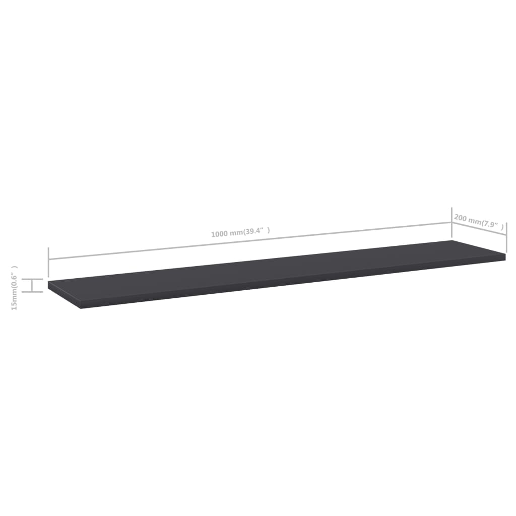 Berkfield Bookshelf Boards 4 pcs Grey 100x20x1.5 cm Engineered Wood