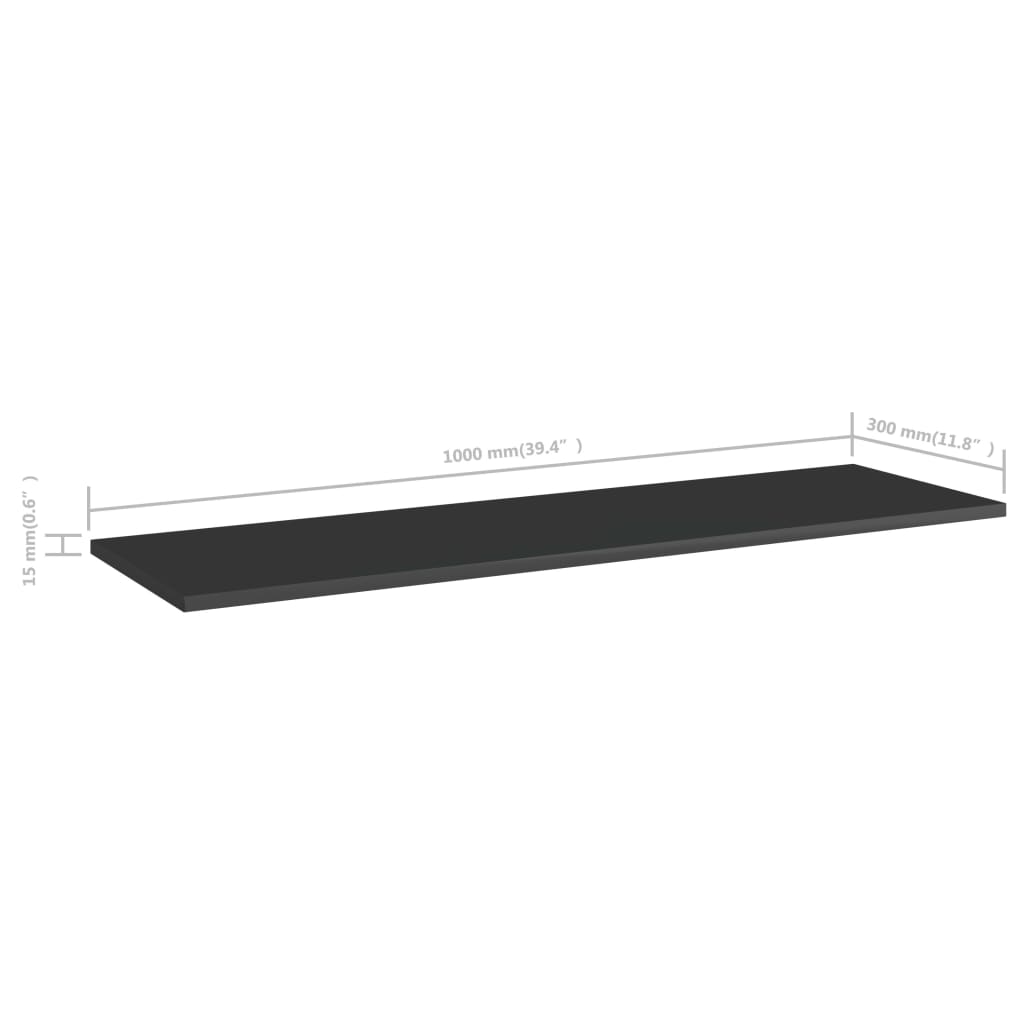 Berkfield Bookshelf Boards 4 pcs High Gloss Black 100x30x1.5 cm Engineered Wood