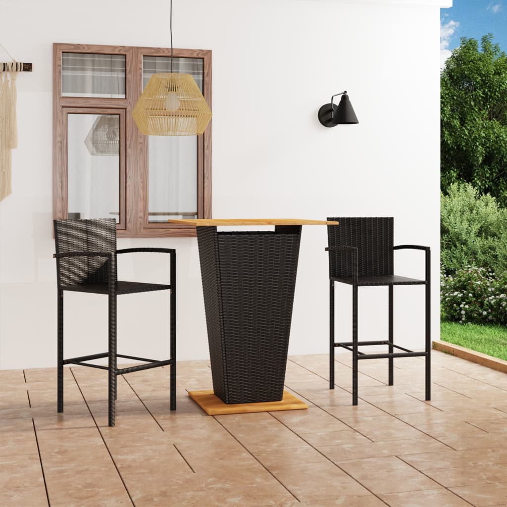Berkfield 3 Piece Garden Bar Set Black
