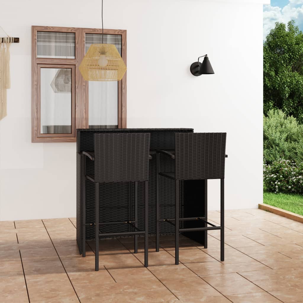 Berkfield 3 Piece Garden Bar Set Black