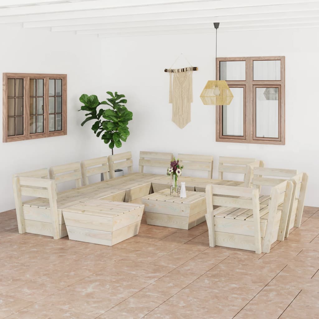 Berkfield 10 Piece Garden Pallet Lounge Set Impregnated Spruce Wood