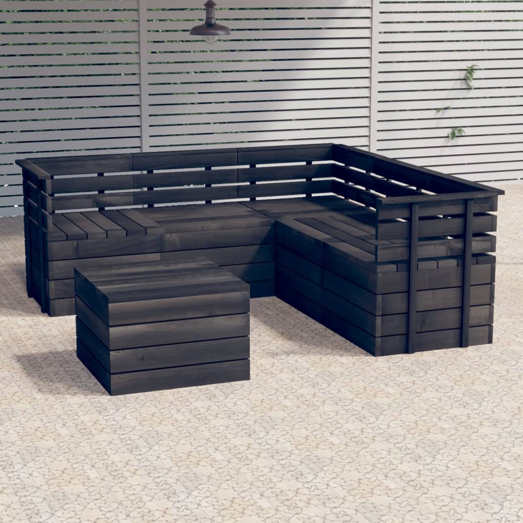 Berkfield 6 Piece Garden Pallet Lounge Set Solid Pinewood Dark Grey