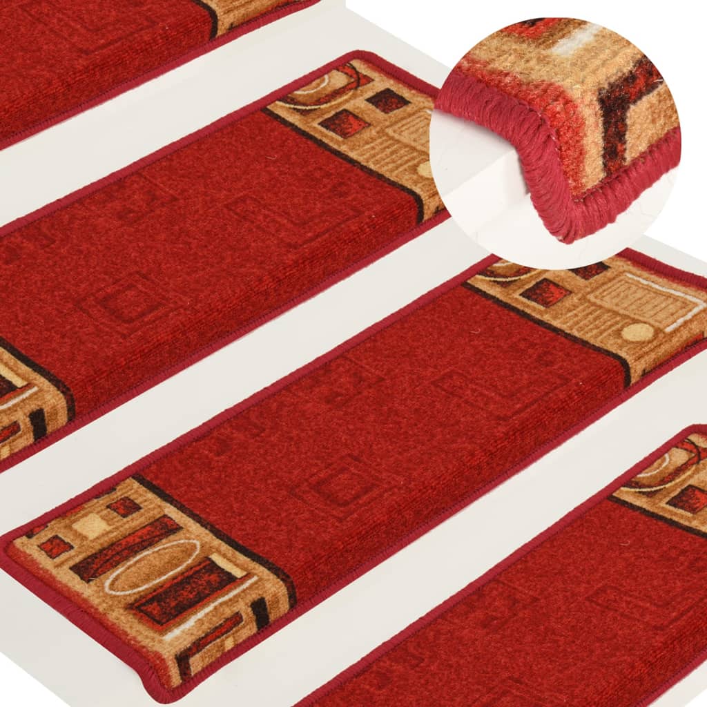 Berkfield Stair Mats Self-adhesive 15 pcs 65x21x4 cm Red
