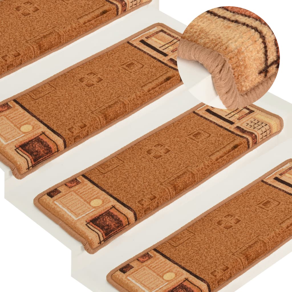 Berkfield Stair Mats Self-adhesive 15 pcs 65x21x4 cm Beige