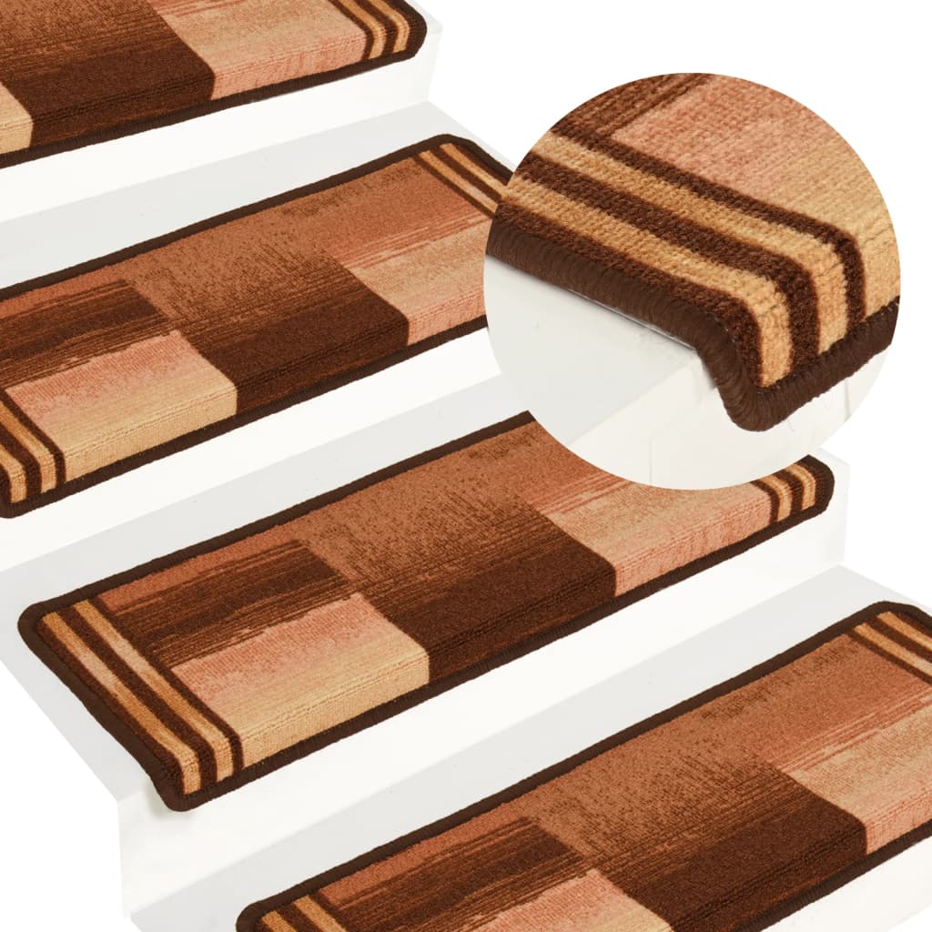Berkfield Stair Mats Self-adhesive 15 pcs 65x21x4 cm Brown