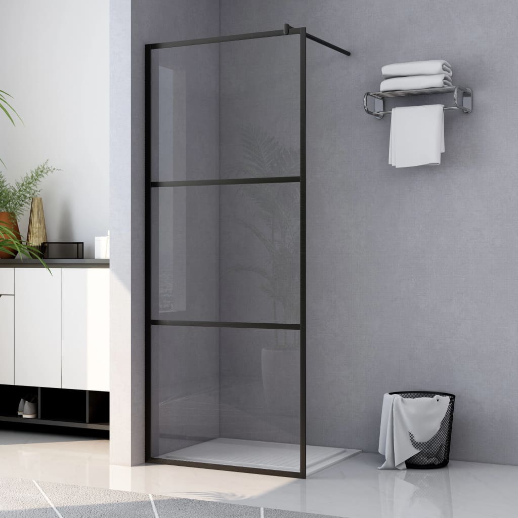 Berkfield Walk-in Shower Wall with Clear ESG Glass Black 90x195 cm