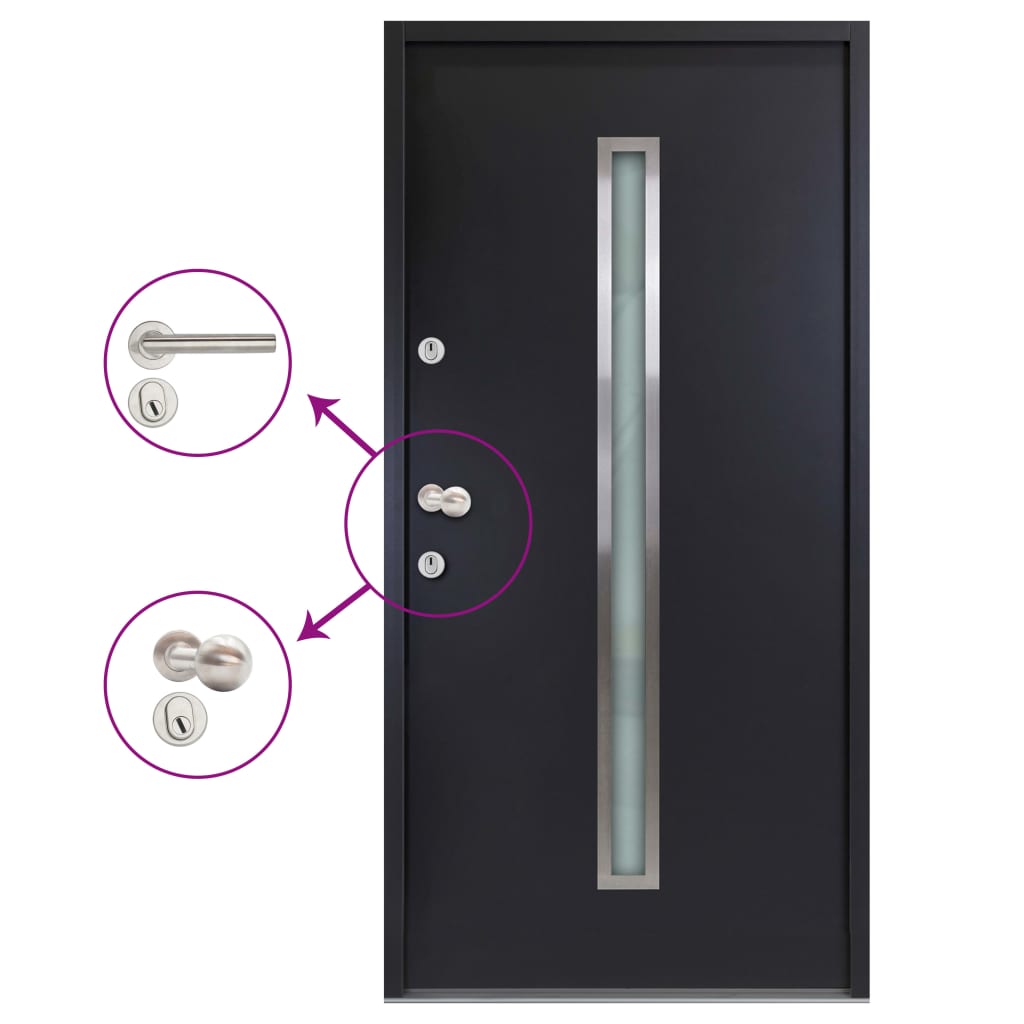 Berkfield Aluminium Front Door Anthracite 90x200 cm