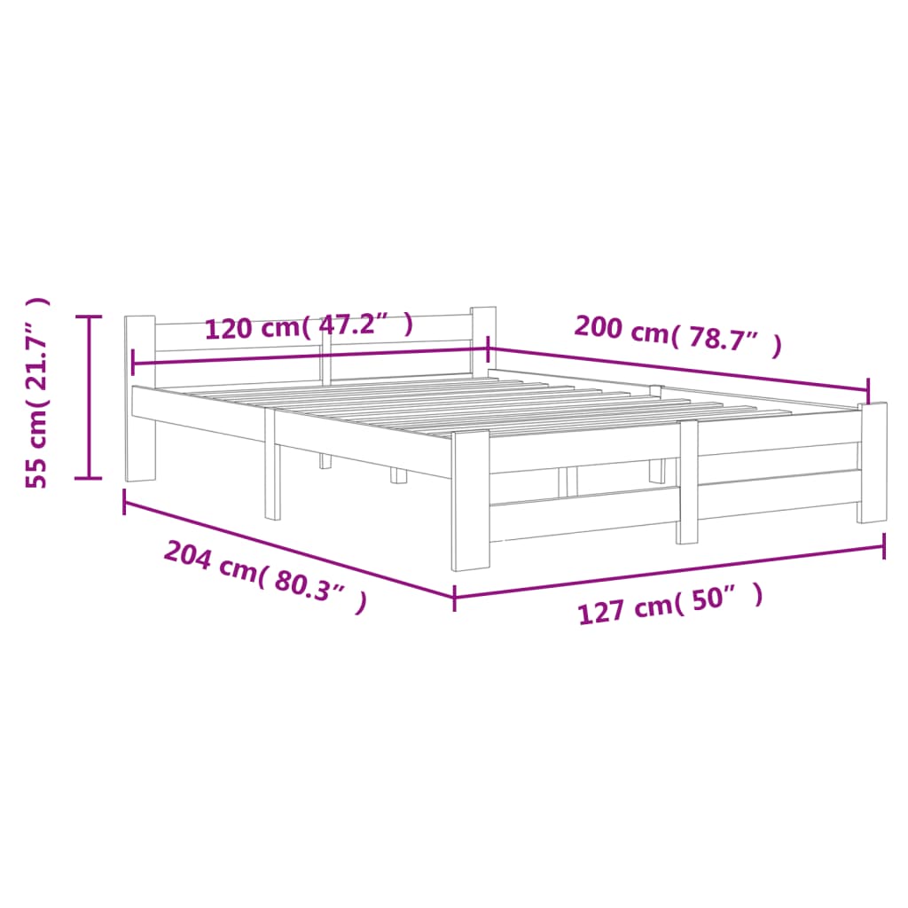 Berkfield Bed Frame Honey Brown Solid Pine Wood 120x200 cm
