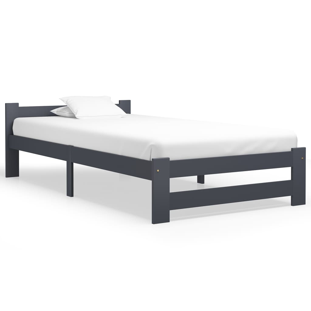 Berkfield Bed Frame Dark Grey Solid Pine Wood 90x200 cm