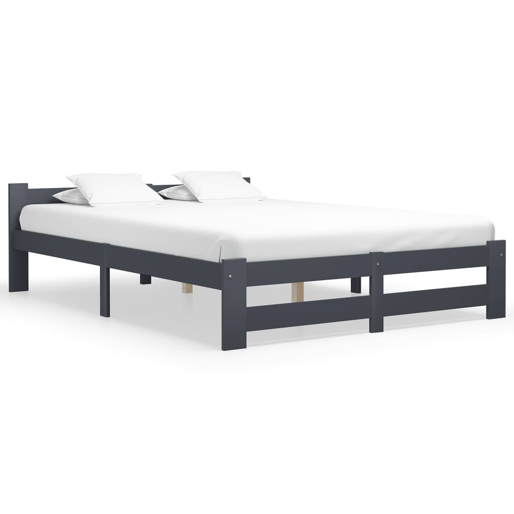 Berkfield Bed Frame Dark Grey Solid Pine Wood 160x200 cm