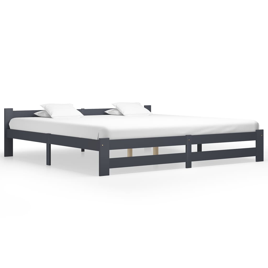 Berkfield Bed Frame Dark Grey Solid Pine Wood 200x200 cm
