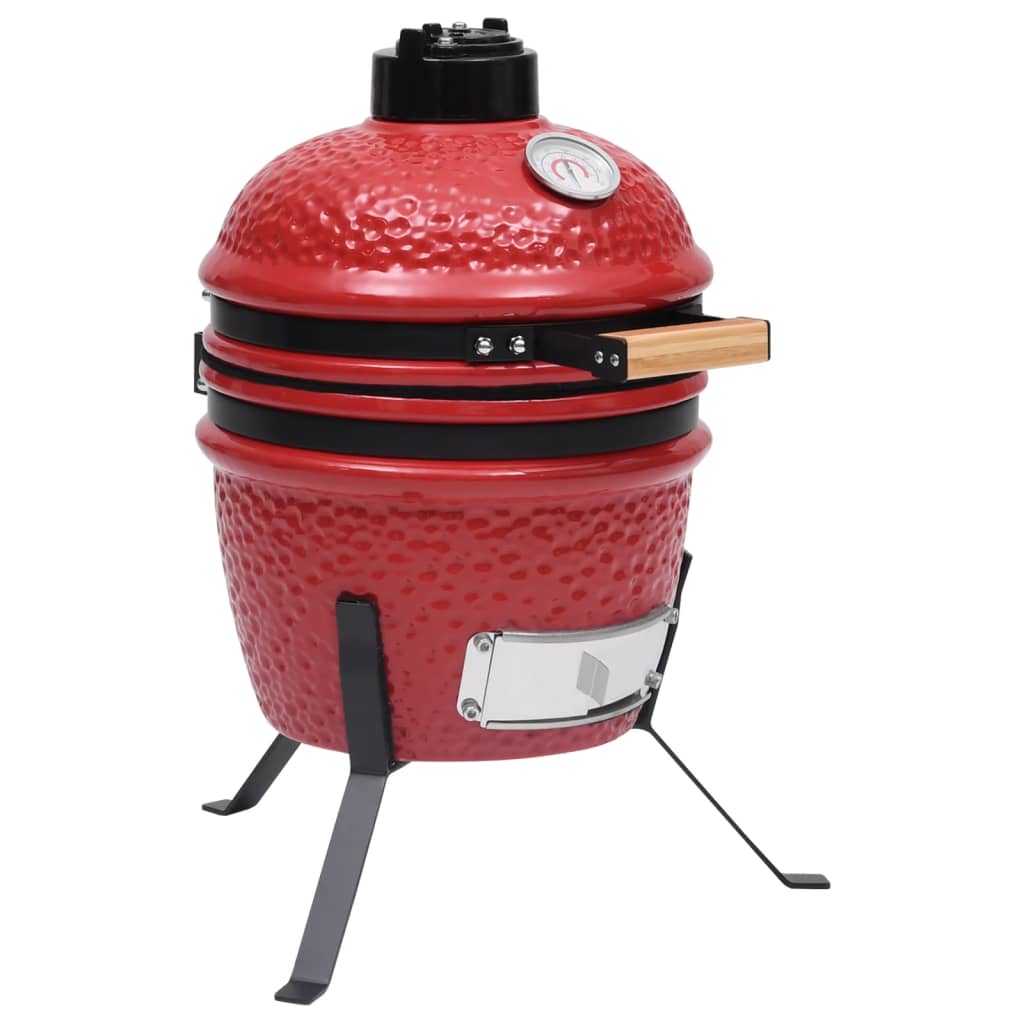 Berkfield 2-in-1 Kamado Barbecue Grill Smoker Ceramic 56 cm Red