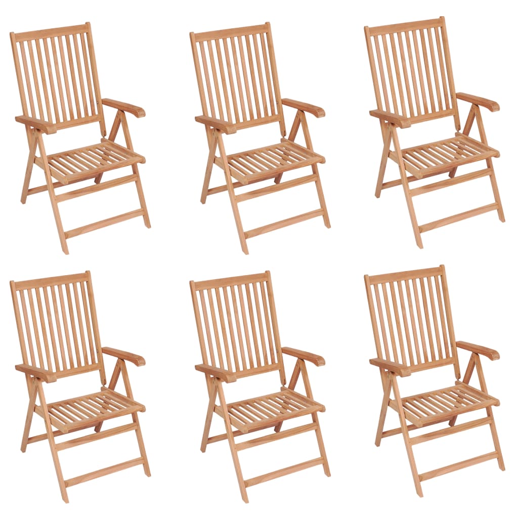 Berkfield Reclining Garden Chairs 6 pcs Solid Teak Wood