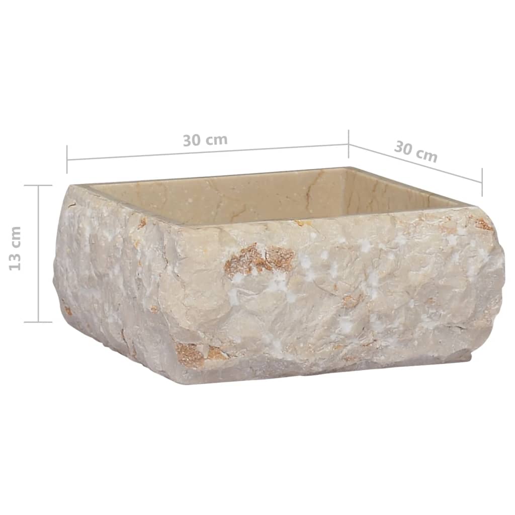 Berkfield Sink Cream 30x30x13 cm Marble