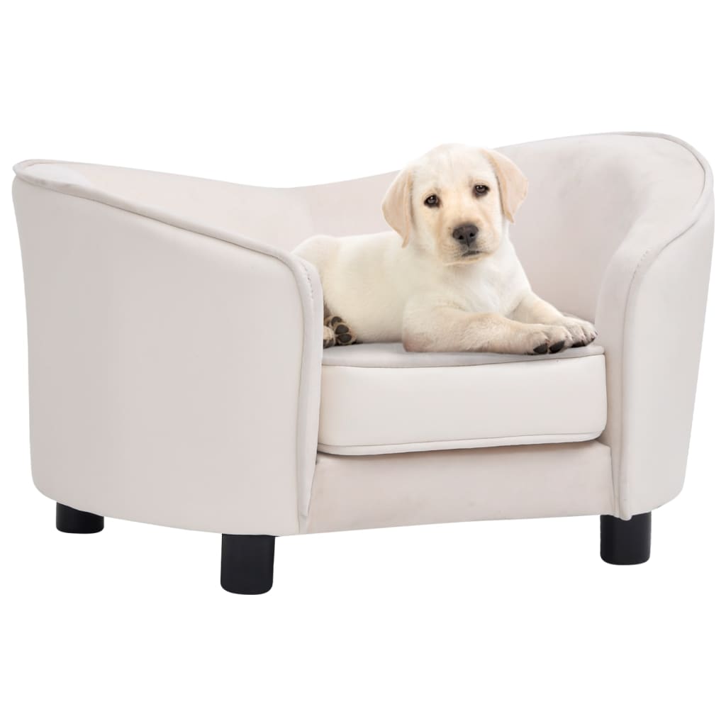 Berkfield Dog Sofa Cream 69x49x40 cm Plush and Faux Leather