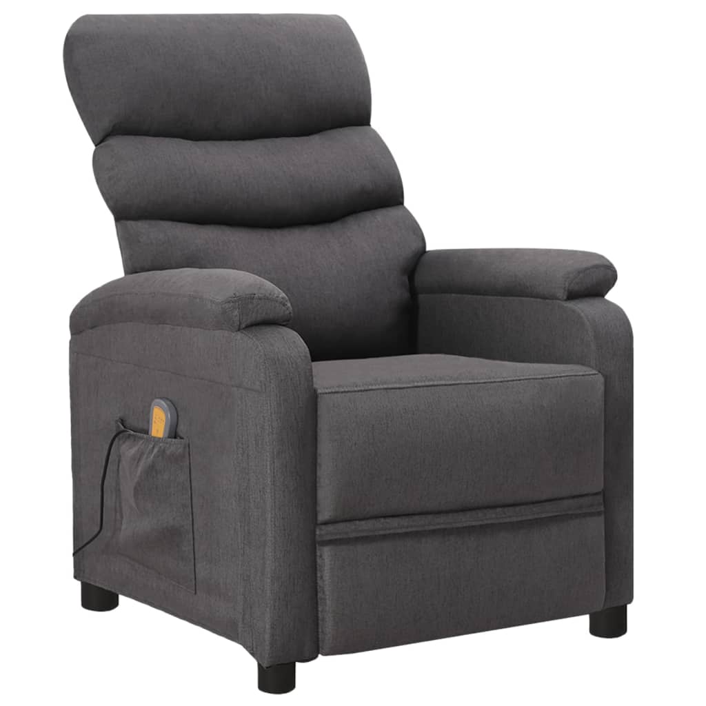 Berkfield Wing Back Massage Chair Dark Grey Fabric